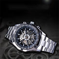 50% Belt Watch Automatic Hollow Up Mechanical Steel Full off! Mens YOHOME to