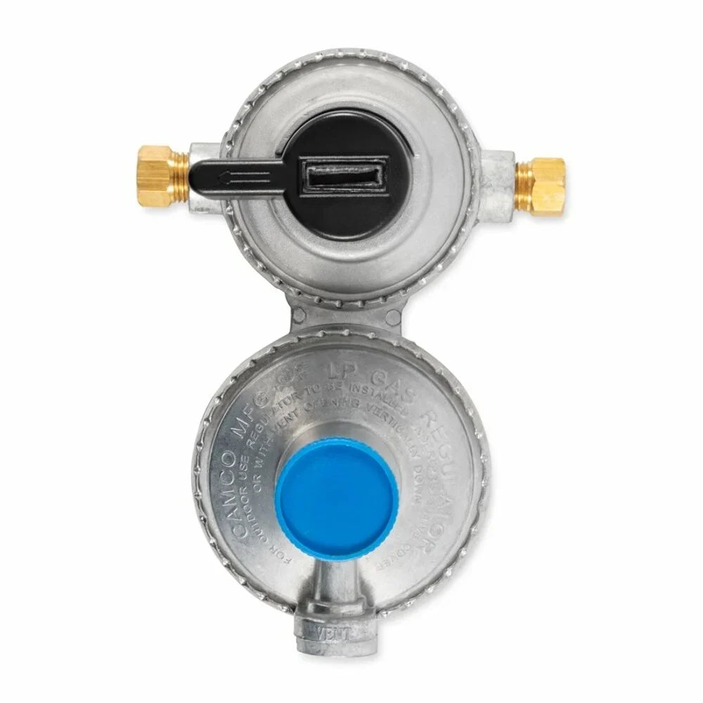 For Propane Dual Regulator- Camco Full a with Change With Hookups, (59005) Auto to Empty Auto-Changeover RVs From Tank Constant Double-Stage Tanks Propane Gas Maintains Pressure