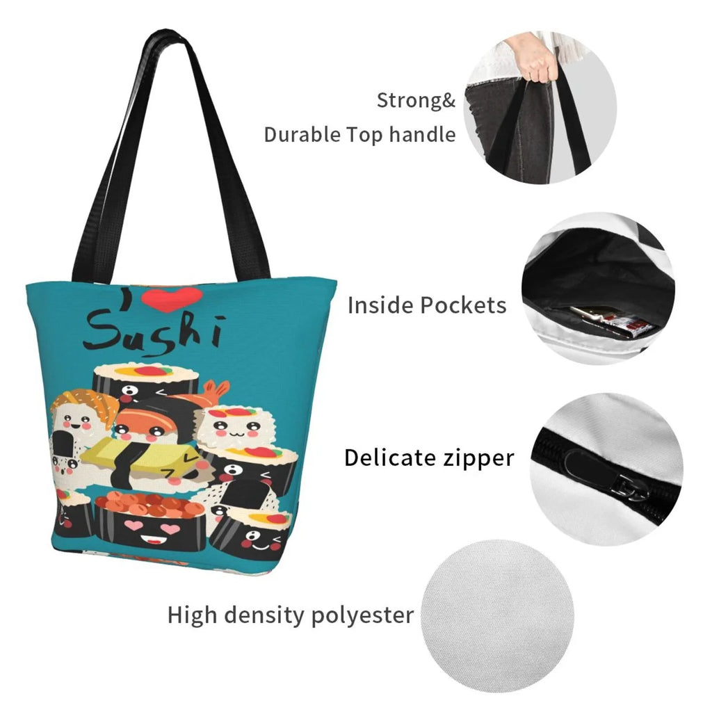 Handbags Women'S Shopping Capacity Sushi Love Bag,Shoulder I Tote Bag Bag Hobos Lukts Large