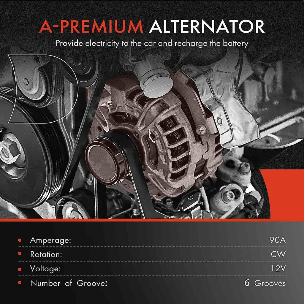 SLX Pulley V6 Alternator A-Premium Acura 12Volt Compatible & 1999, Trooper CW 90Amp with Clutch 6-Groove 2000-2002 Isuzu 3.5L,