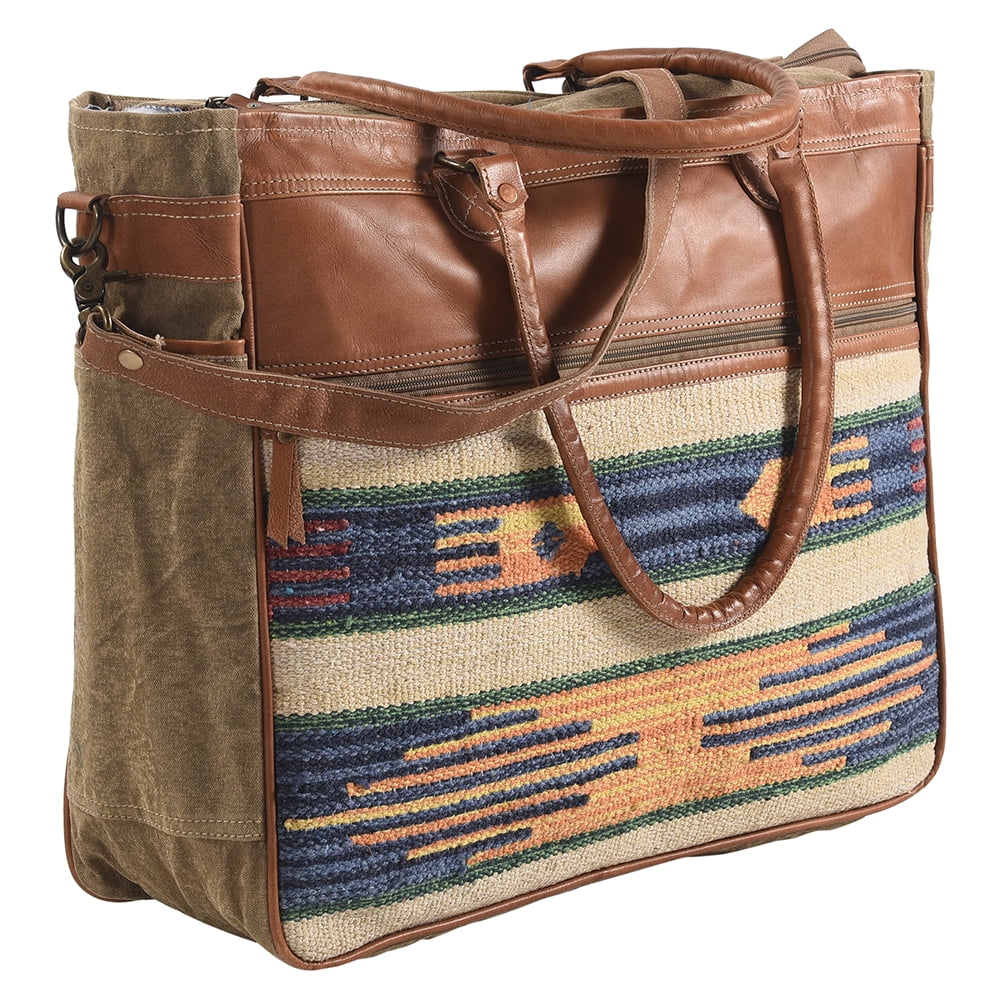 bag Upcycled TOTE Upcycled Leather purse women OHLAY KB Genuine Canvas western Wool handbag KB325