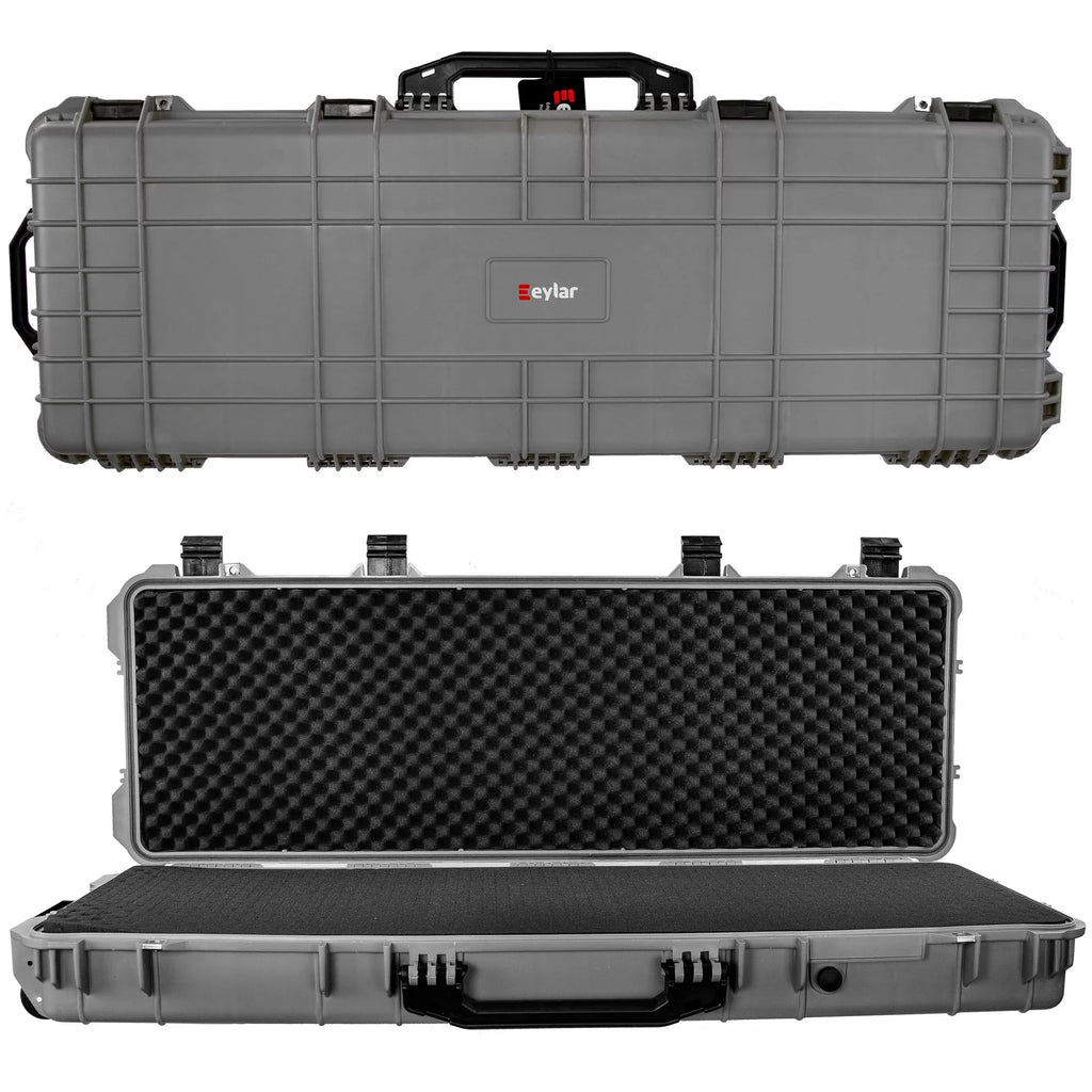 Hard Eylar Case with Foam, Fittings Valve Waterproof & Mil-Spec Crushproof, Roller Lockable Inch with Pressure Gray 38"