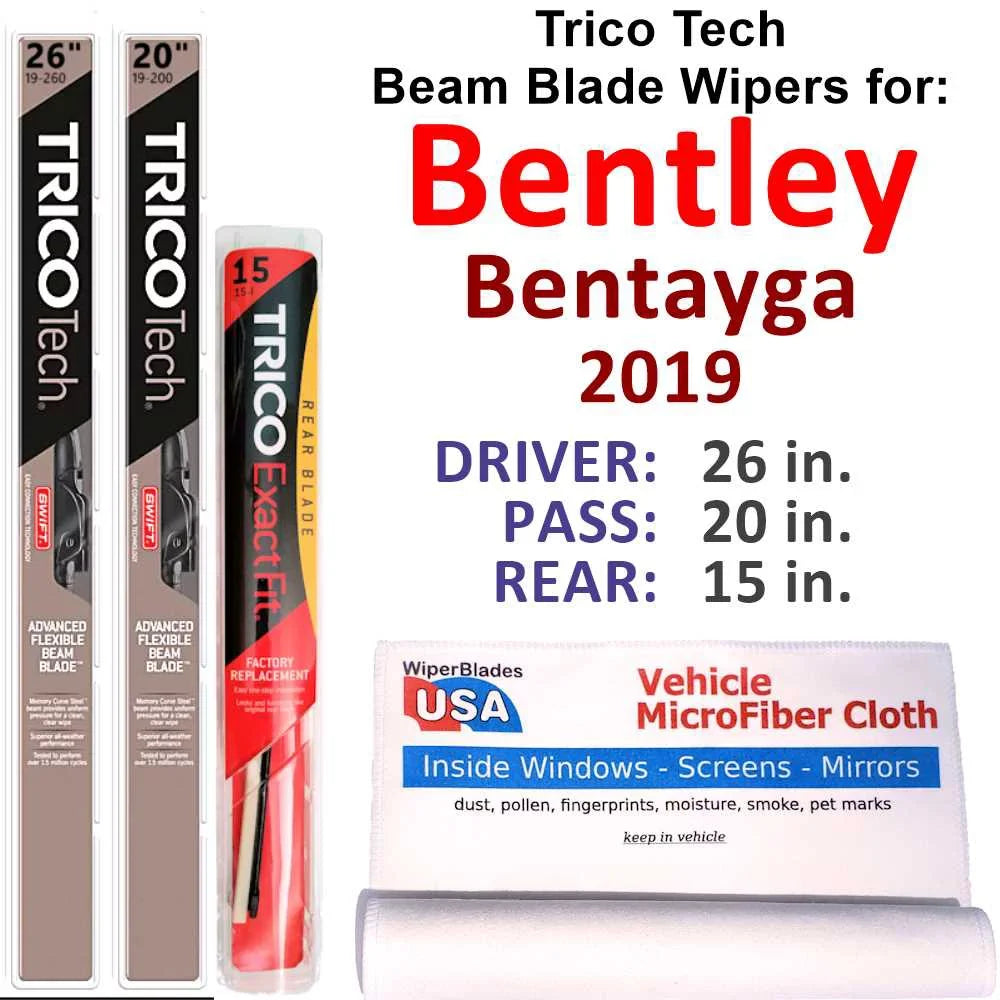 Wiper of Bentley Beam Blade (Set Wipers Bentayga 3) w/Rear 2019