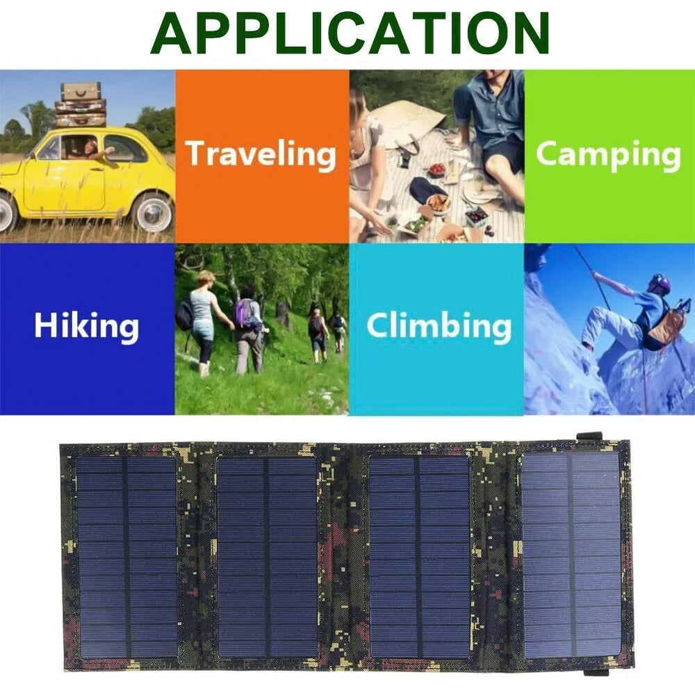 USB 80W Folding Camping Charger Panel Bank Paddsun Power USA Phone Hiking Solar Outdoor