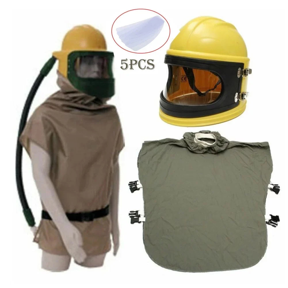 Helmet Supplied Protector Sand FED Hood Blast Sandblast AIR Safety Yellow