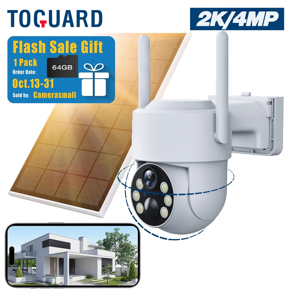 Toguard Outdoor Camera Camera Dome Solar Wireless Security 2K/4MP SC21 WiFi PTZ