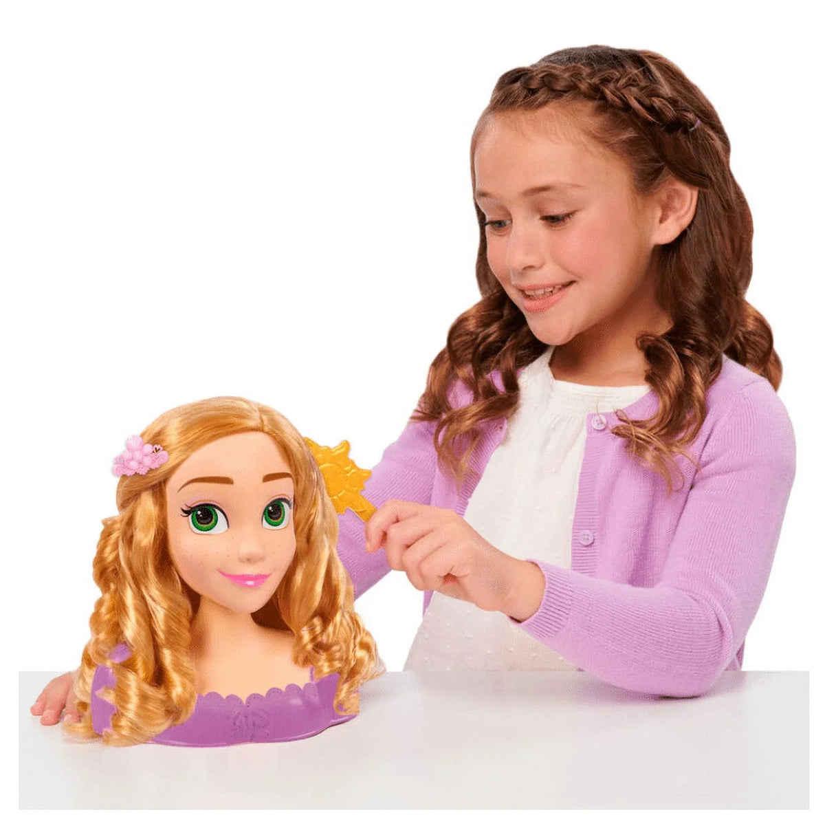 Officially for Disney Toys Princess Rapunzel 3 Pieces, Kids Styling Play, Pretend 7 Head, Licensed Ages