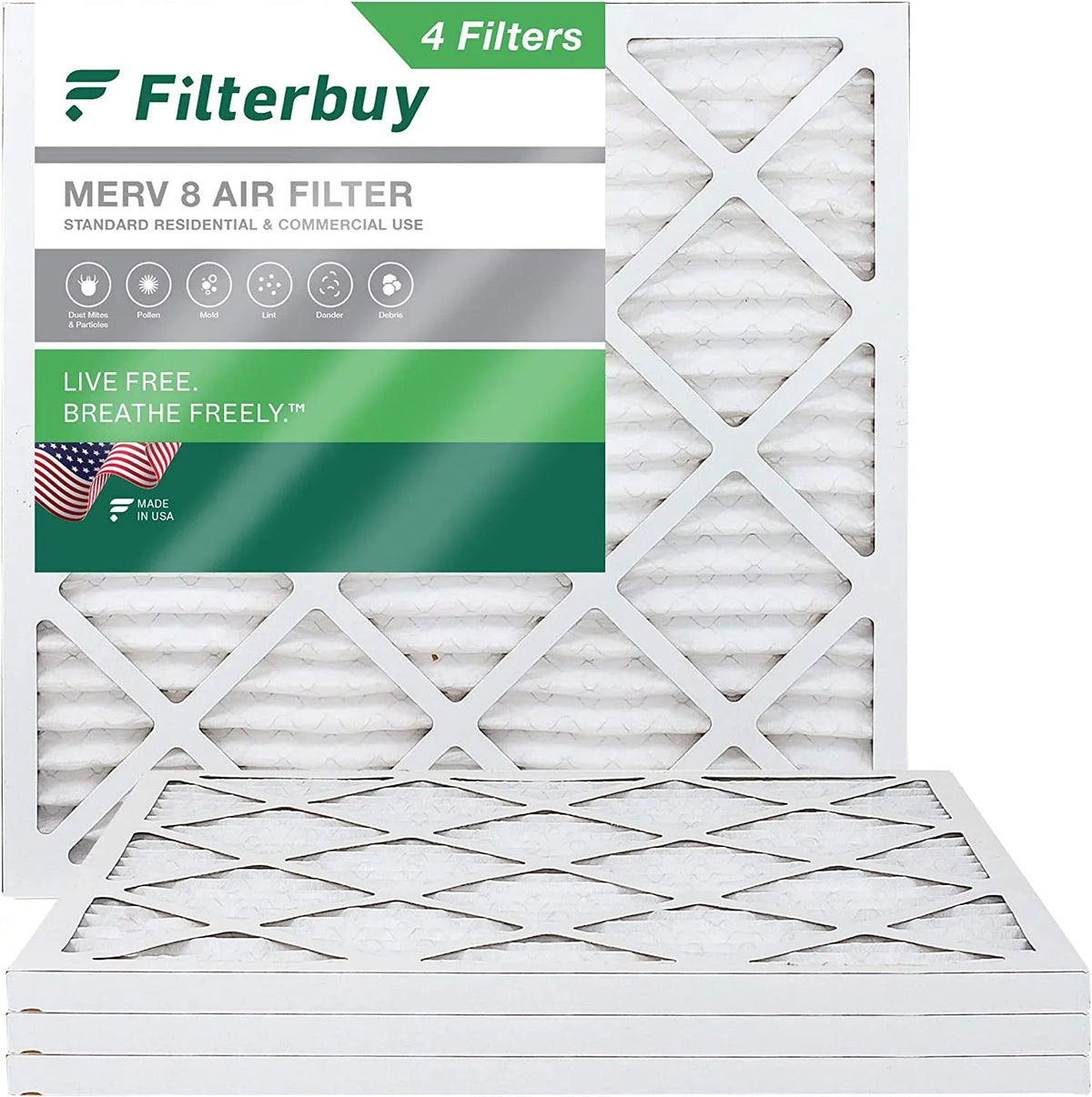 Furnace 8 Filterbuy Filters Pleated 11.25x11.25x1 AC Air HVAC MERV (4-Pack)