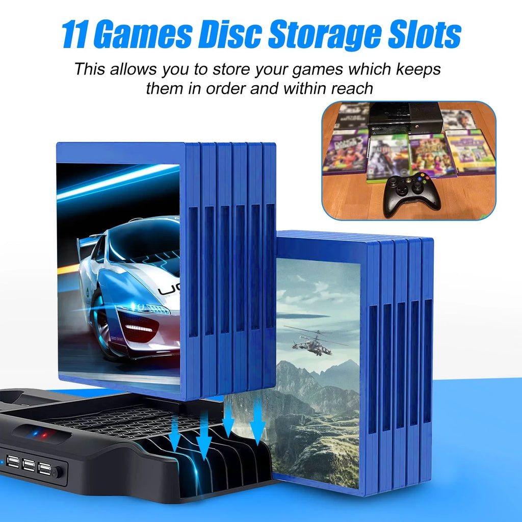 Xbox with Series Slots EEEkit Controller Station for Fit Xbox Fans, S/X Stand Fit Charging USB for Vertical Dual 3 with 2 11 X/S Game Dock Fast Series Cooling Ports, Disc