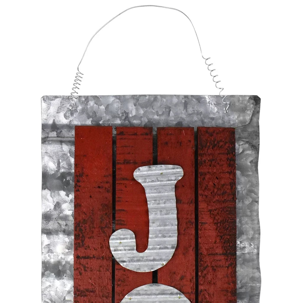 Holiday Corrugated Joy 18-3/4-Inch Sign, Metal Hanging