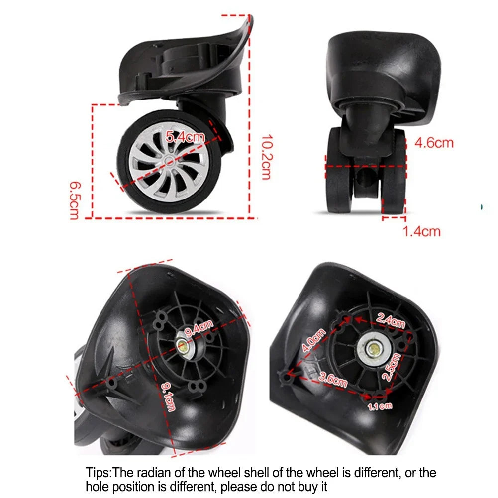 Wheels,4*2.55inch,4Pcs/Set,Swivel Replacement Wheels Luggage Black,Plastic,Dual Universal Roller Suitcase Wheel