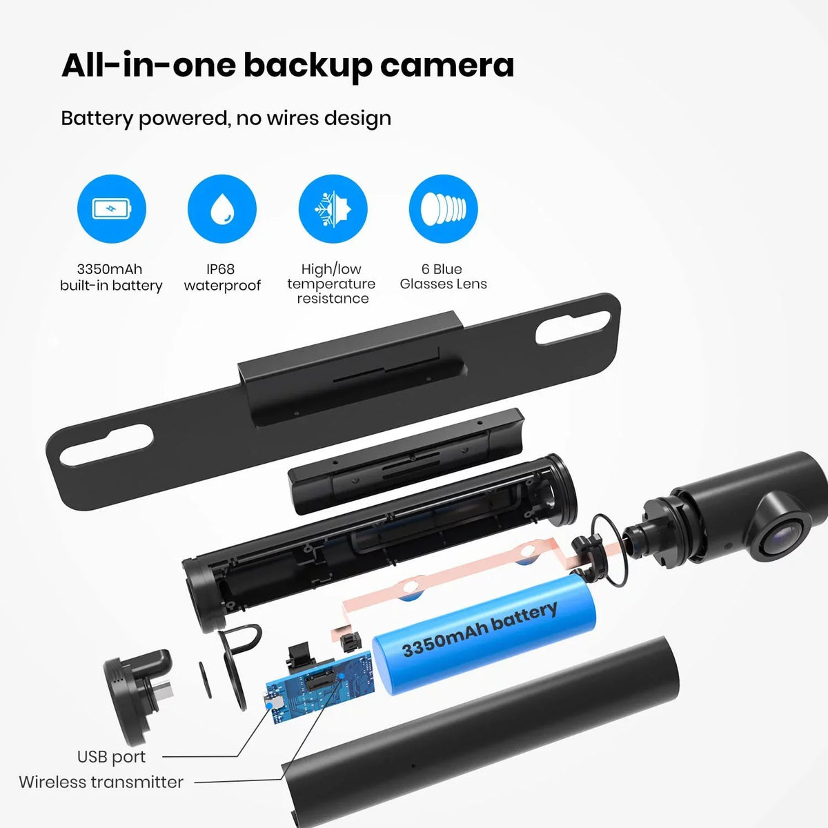 Mini Rear/Front Vision 3Mins View Camera AUTO-VOX with Car, DIY Night Back Trucks, Wireless for Super TW1 Camera Up 5'' Backup Monitor for Size Systems Installation,