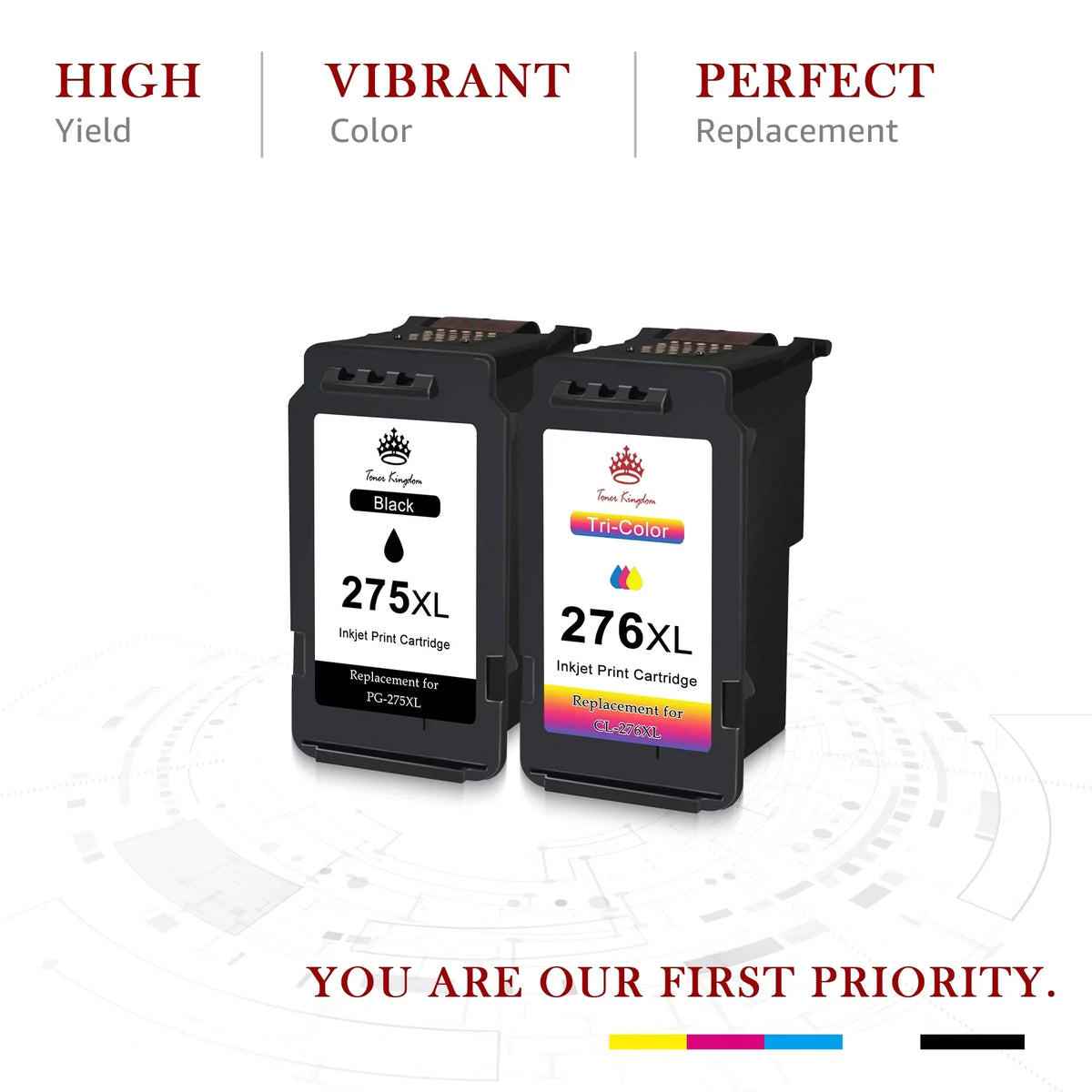 for TR4722 Cartridges PG-275XL 1 Canon Capacity TR4720 275 TS3522 TR4700 Printer for Cartridges High (2 Ink 276 TS3500 275 276XL 275XL Black, Pixma 276 TS3520 CL-276XL Ink and Ink Color)