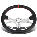 Spoke Silver Steering SW-T520-SL-RD PVC 350mm Red Stitched Wheel Racing Motoring Leather 6-Bolt DNA