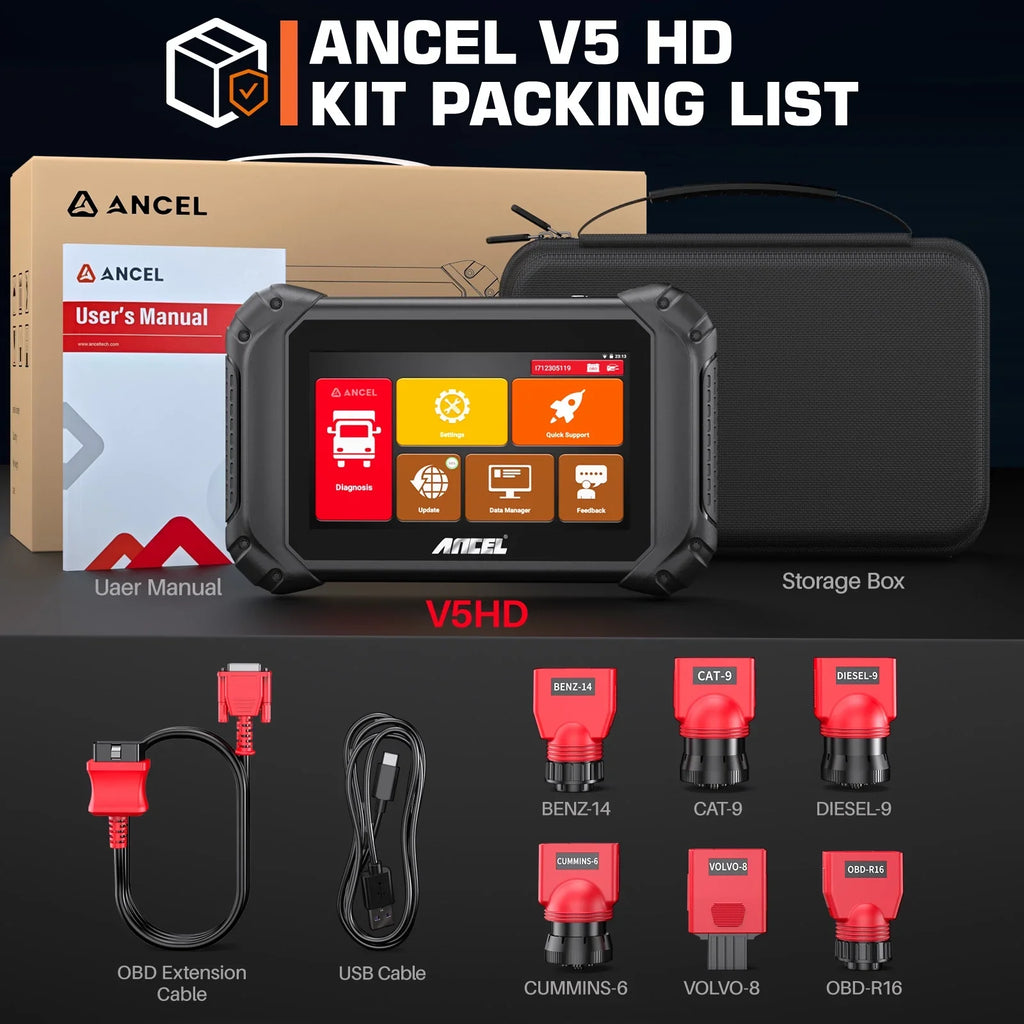 All Maintenance Scan Bi-directional Coding ECU Tool 2 40+ ANCEL Code Regen 1 DPF Truck for V5 OBD2 IN Truck Reset 24V Cars Tablet HD Diagnostic Scanner 12V System Diesel Scan Reader Truck Duty Heavy
