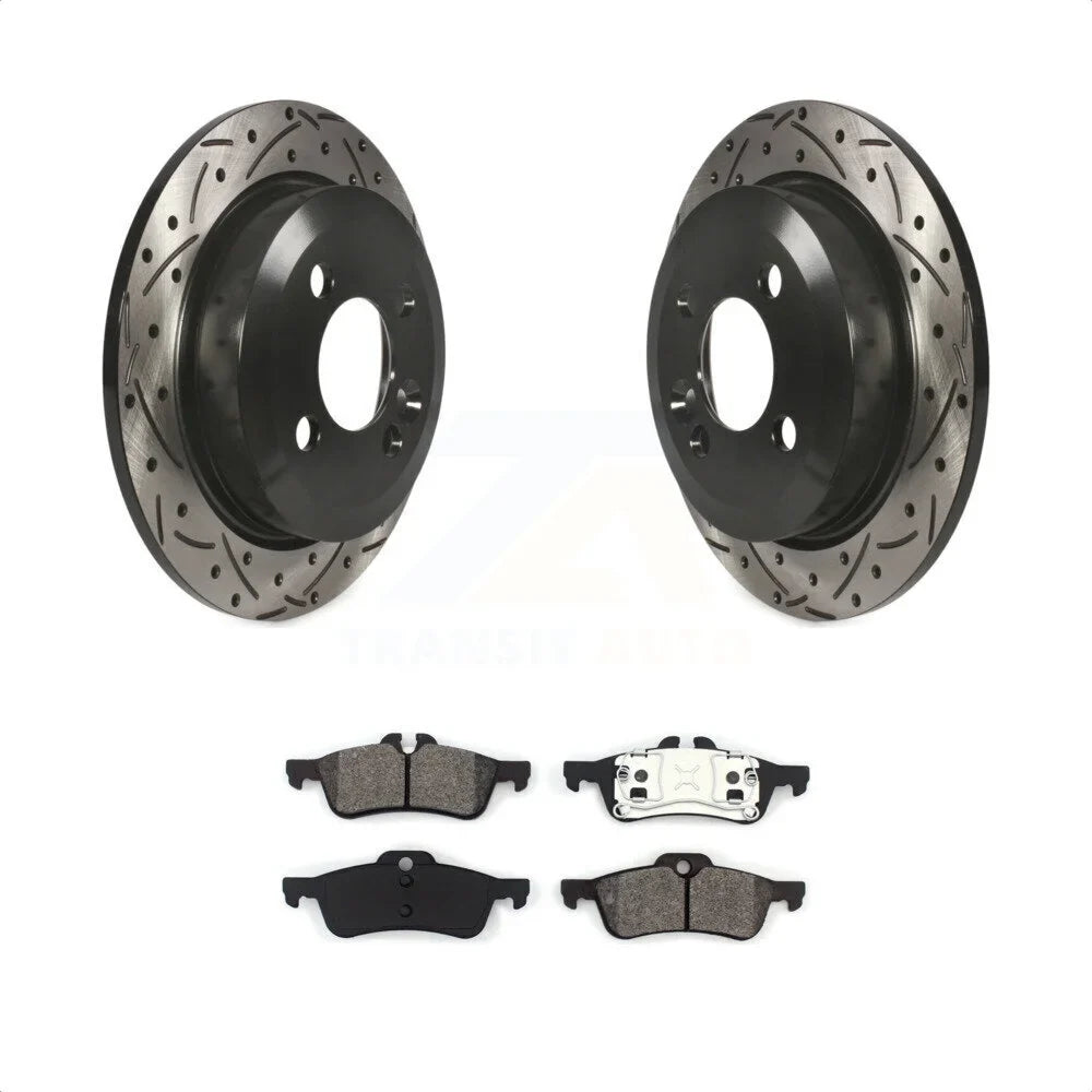 Rear And Disc For KDS-100458 Cooper Rotors Mini Auto Brake Slotted Kit - Pads Transit Drilled Semi-Metallic Coated