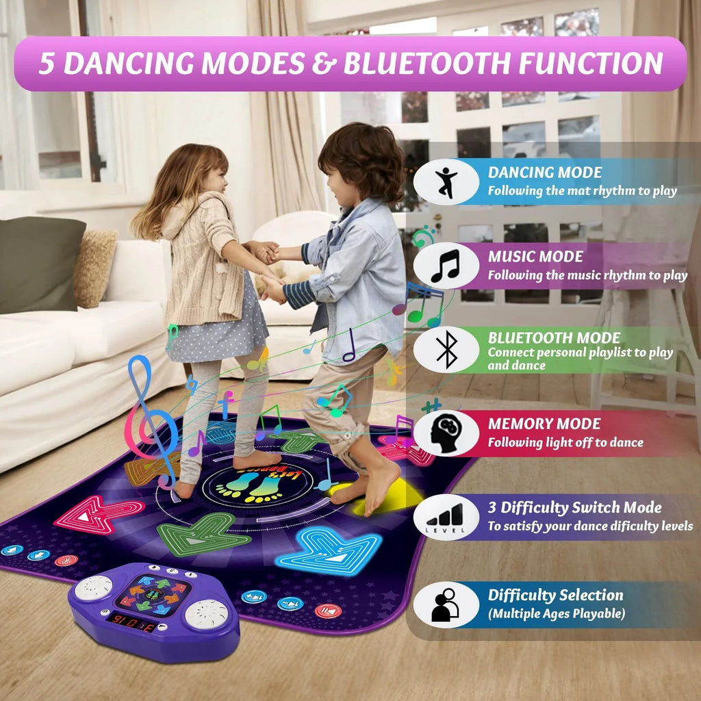 for Easter Light 5 9 Year Year 3 Game Kids, 4 Modes, PAFOLO Dance Pad Mat & Dance with Wireless Xmas Music 8-Buttons 6 Boy 5 Old 8 Girls Bluetooth, Old 3-12 Gifts for Toy Up Toys with Dance 7 10+