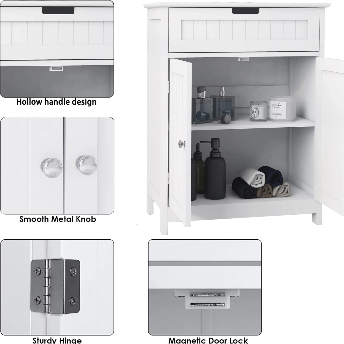 Room. for White 1 Wood in Freestanding and Cabinet Floor Drawer Versatile Doors, Living Storage Bathroom 2 Elegant Adjustable Bathroom Design Organizer Shelf