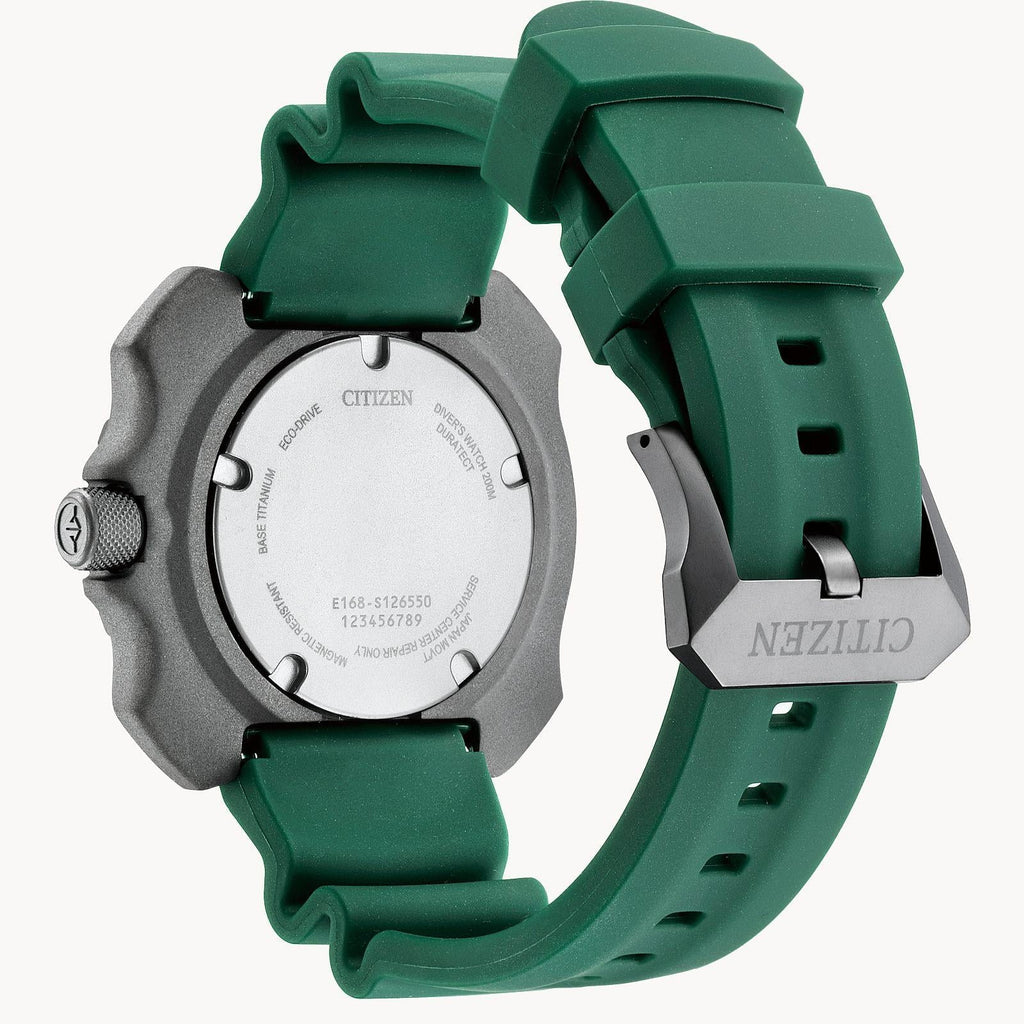 BN0228-06W with with Case Strap Citizen Men's Dive Titanium Promsater - Super Eco-Drive Green