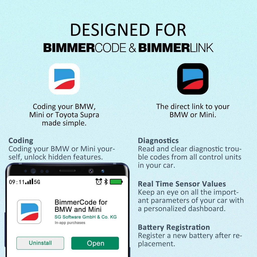 BMW/Mini, with BimmerCode, OBD2 Tool Features Hidden in II Diagnostic OBD Android Windows Scanner Work vLinker Unlock Diagnostic Vgate BM Tool for Bimmercode Car and Bluetooth