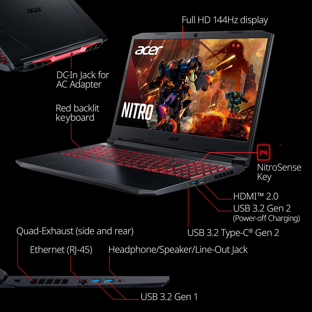 Display GPU | Backlit AN515-57-79TD 144Hz Nitro 3050 8GB | 512GB 15.6" i7-11800H RTX | FHD Killer IPS 5 GeForce NVMe | Keyboard SSD | Core Gaming Laptop DDR4 NVIDIA | Laptop Wi-Fi 6 Acer Intel Ti |