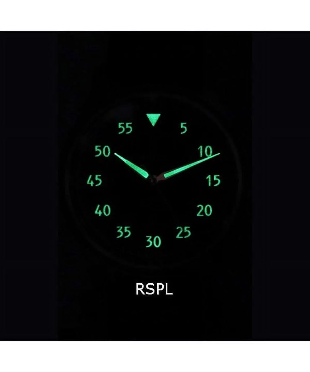 Automatic Men's Dial Textured Ratio Leather 200M Watch RTS320 Skysurfer Black Pilot