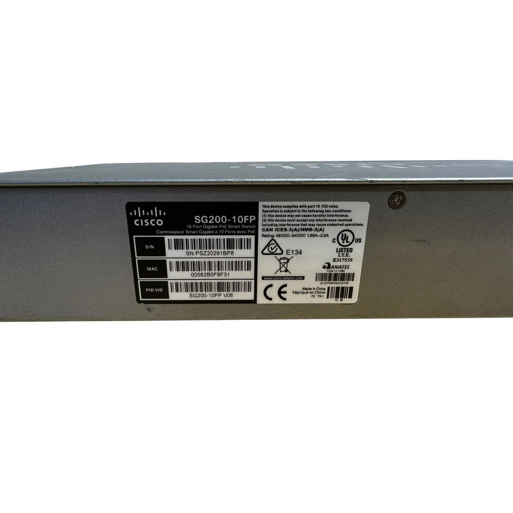 x (PoE) - Small 8 Switch SG200-10FP desktop, 2 - rack-mountable PoE 10/100/1000 Cisco W) refurbished (62 x - Smart - managed - + Business - 10/100/1000