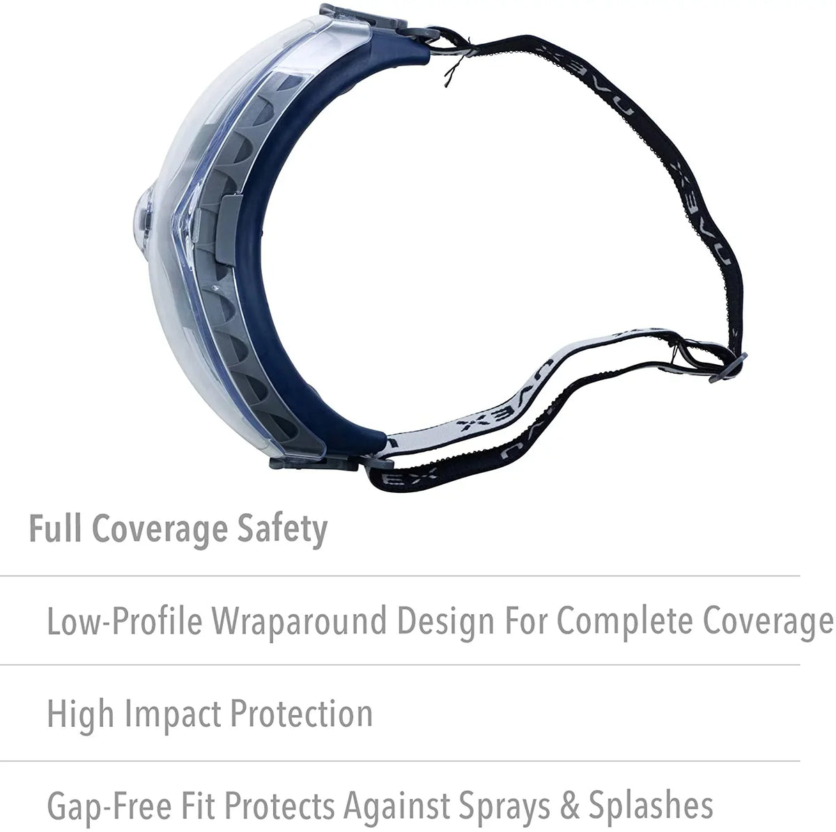 Navy Stealth Frame Clear Uvex Safety Lens Goggle, North OTG 763-S3970HSF Safety