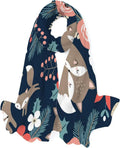 Flowers Shawl Wrap and Scarf Scarves Blue on Lightweight Dark Hyjoy Foxes Long for Silk Neck Women Girls Cute