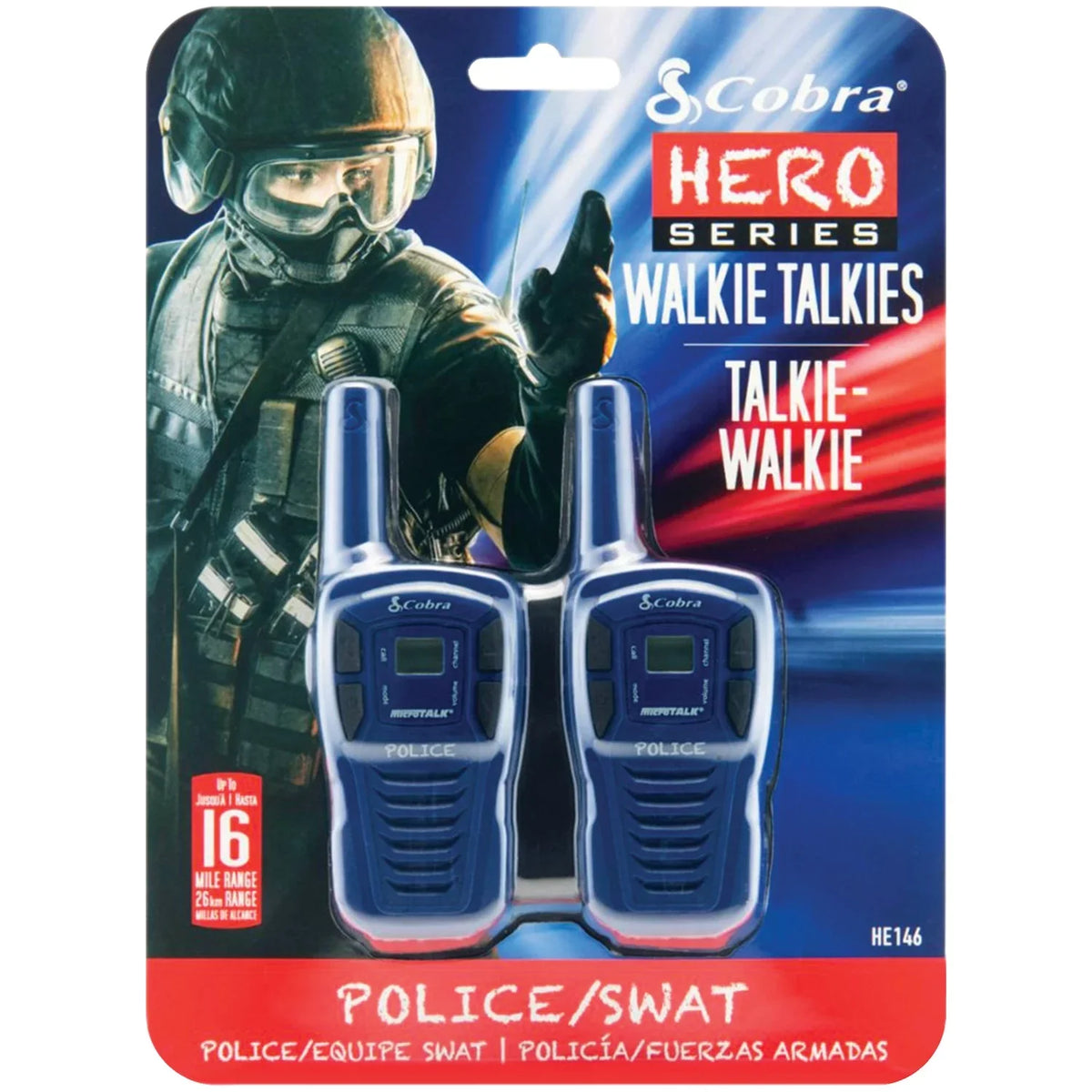 HE146 16-Mile 22-Channel FRS/GMRS 2-Way Radios Blue - Cobra