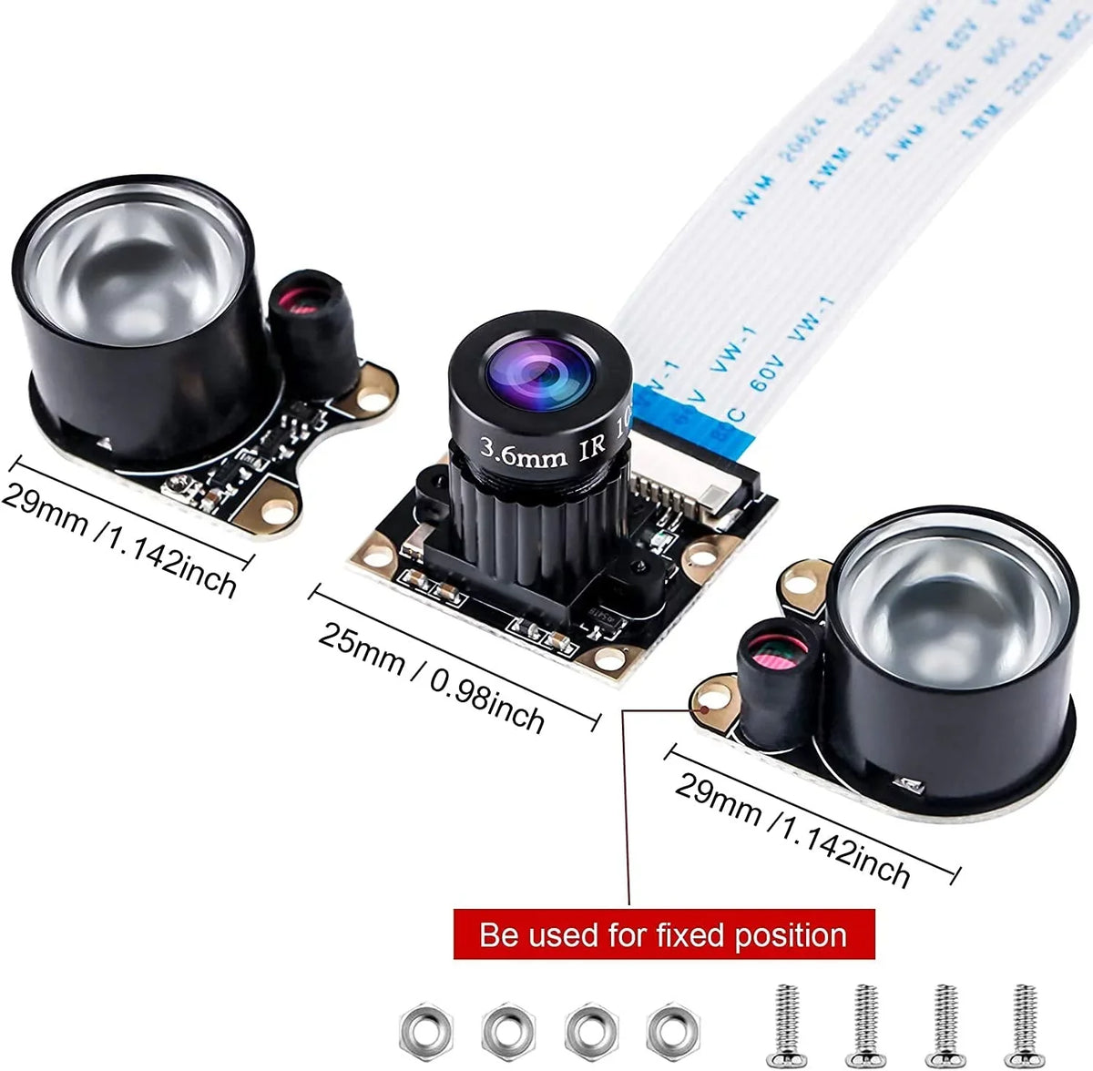 Webcam Vision Camera Compatible OV5647 Adjustable-Focus Module 1080p Video 5MP Raspberry 4 Camera Night Pi