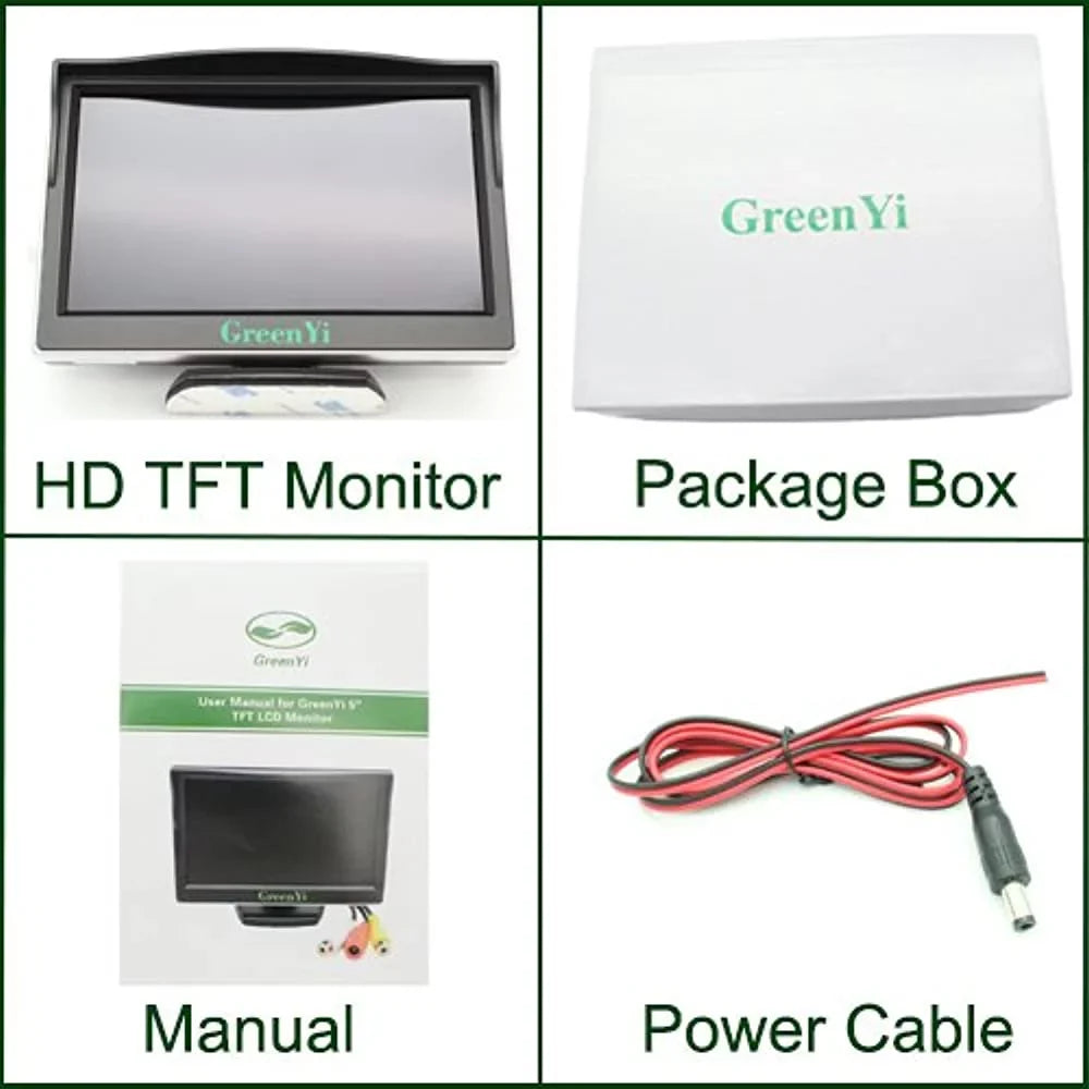 player video with input vehicle lcd for video camera color display on-dash monitor, tft backup car screen 5 dvd 2 greenyi hd