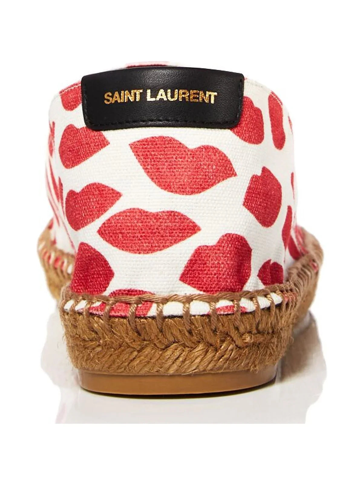 36 On Platform Womens Red Logo Round Lip Slip Espadrille Printed Shoes LAURENT Bianco Toe SAINT Woven