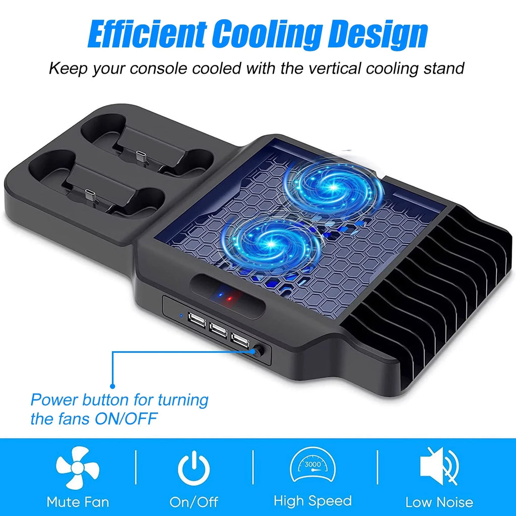 Xbox with Series Slots EEEkit Controller Station for Fit Xbox Fans, S/X Stand Fit Charging USB for Vertical Dual 3 with 2 11 X/S Game Dock Fast Series Cooling Ports, Disc