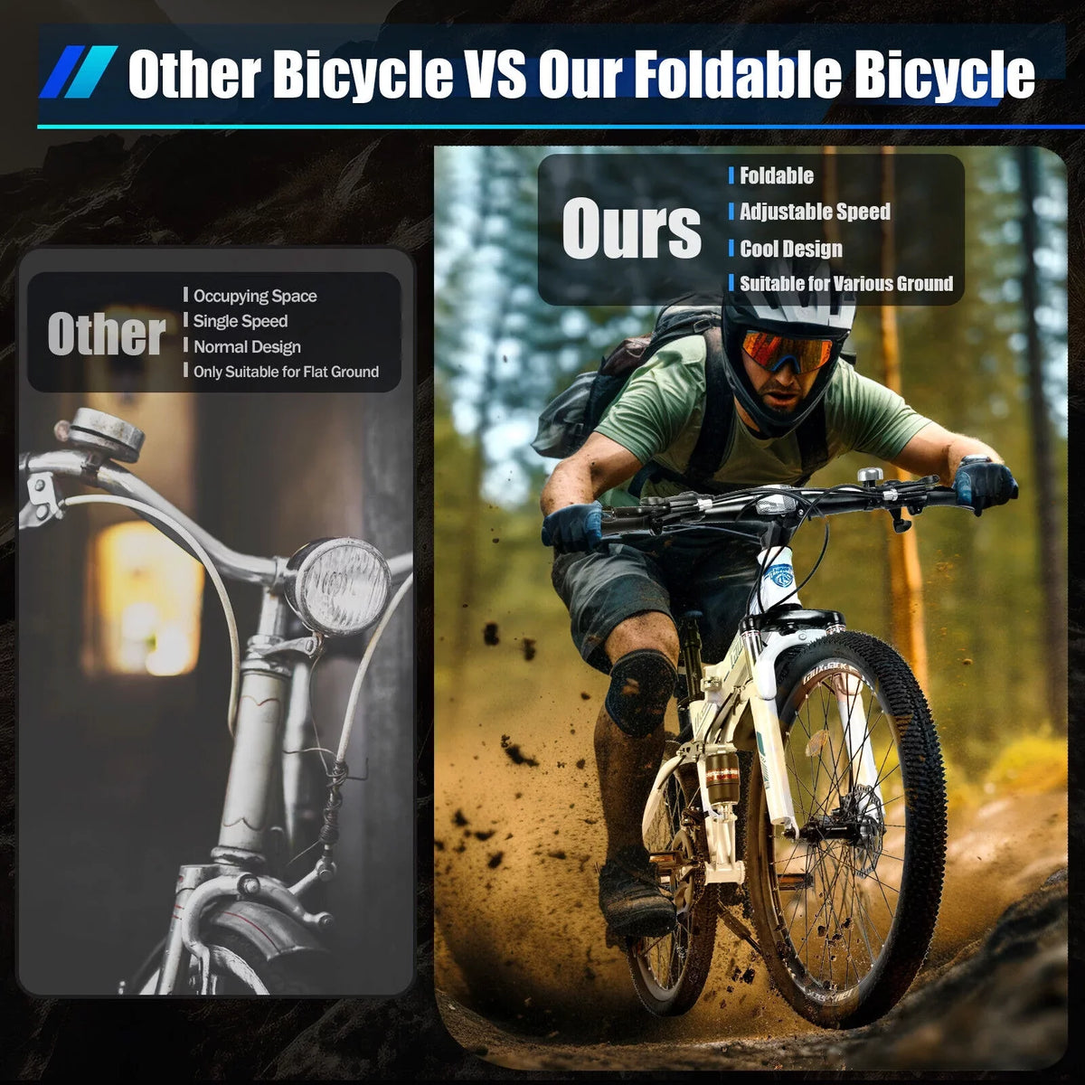 26" School Bike Bicycle Bikes Disc Brake Men Folding Dual SHZICMY Speed 21 Mountain MTB