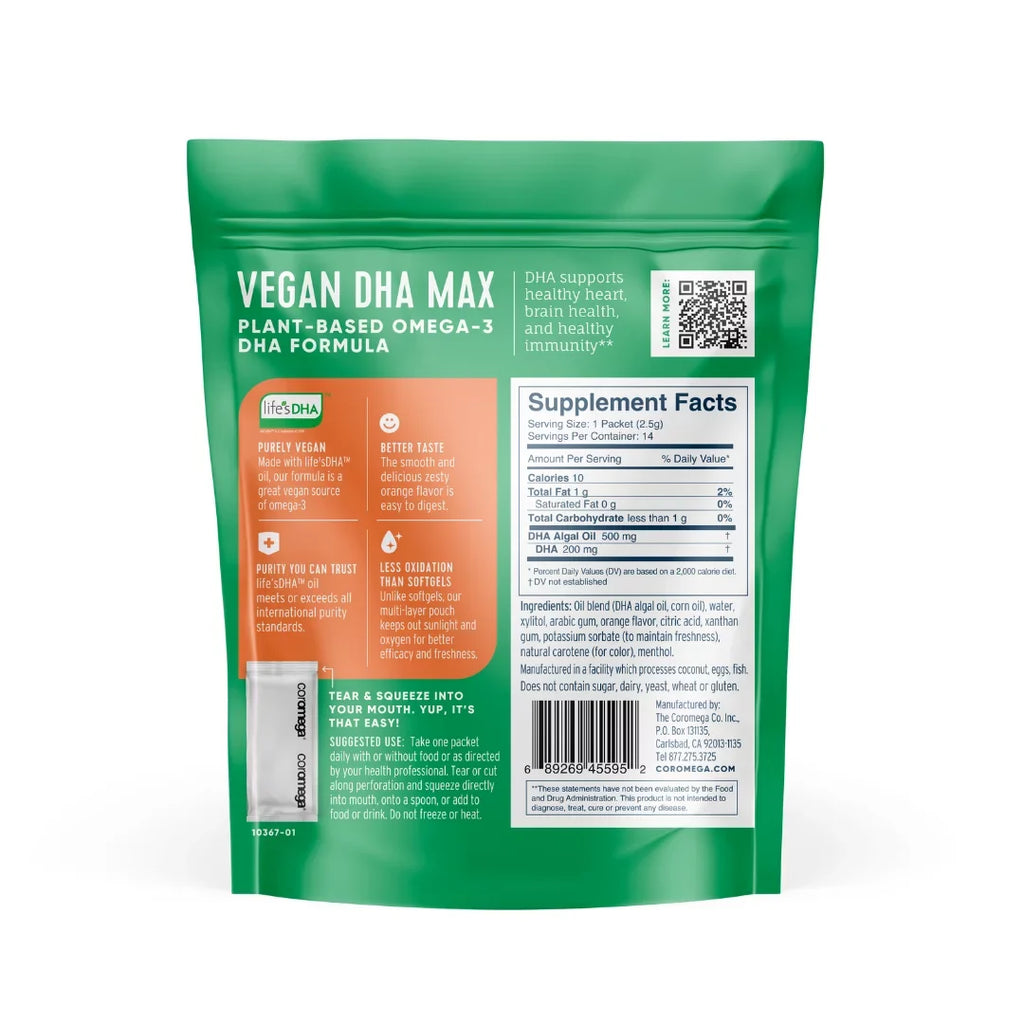 Algal DHA, Vegan Orange, 60ct Omega-3, Oil Coromega,