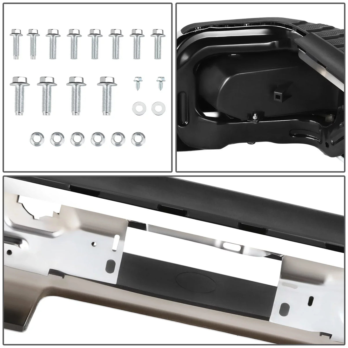 Rear Sierra Parking With 2019-2023 Step DNA Silverado For Holes STEPBUM-10068 Motoring Chrome Sensor Bumper