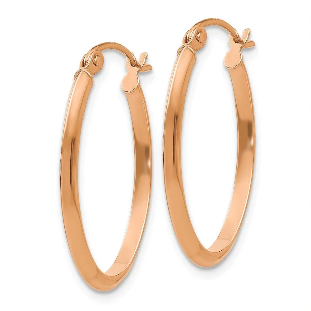 Teens; Gold Real 14kt for Earrings; and Women Tube Polished Oval Adults and Rose Men for