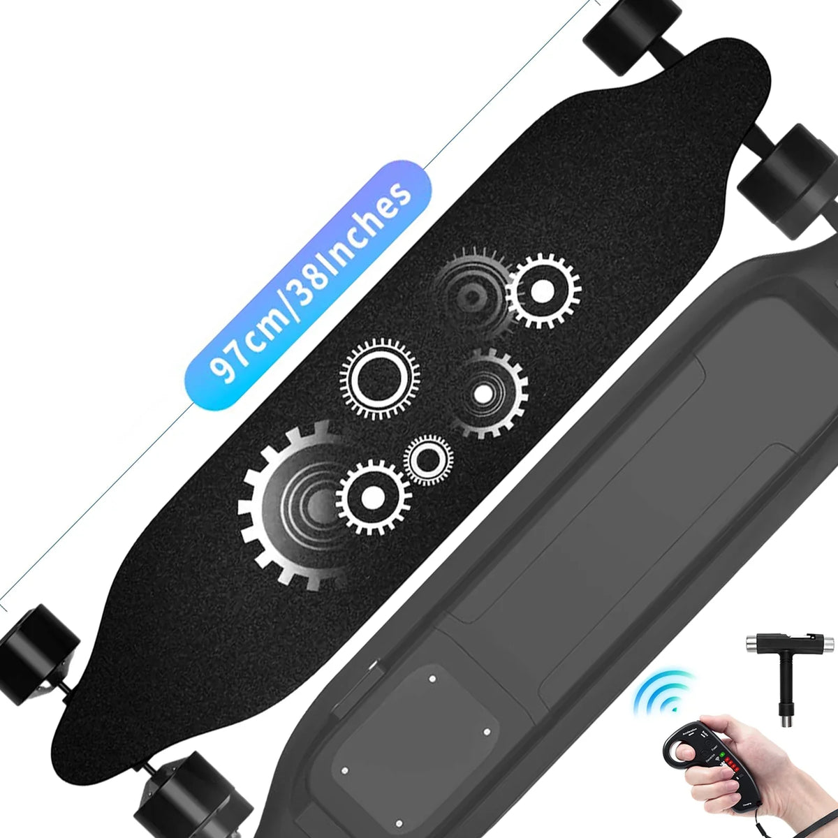 Electric Electric 15 Speed Mph 25 Remote & with Miles 1200W Range, Motor, 4-Speed Longboard Skateboards Modes and Control Top Skateboard,BRC