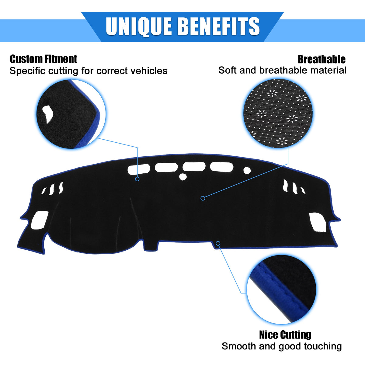 Dashboard Car Nissan Kicks Unique Cover Compatible Protective Bargains Blue Center for Polyester Console 2017-2020