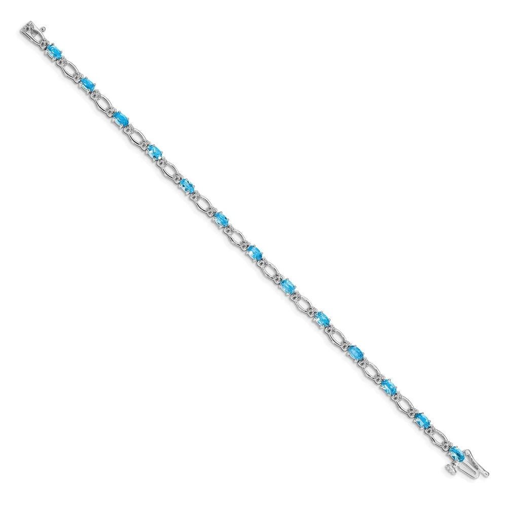 QBM4491-BT-010-WA Blue Diamond White Topaz Gold and Bracelet 14k