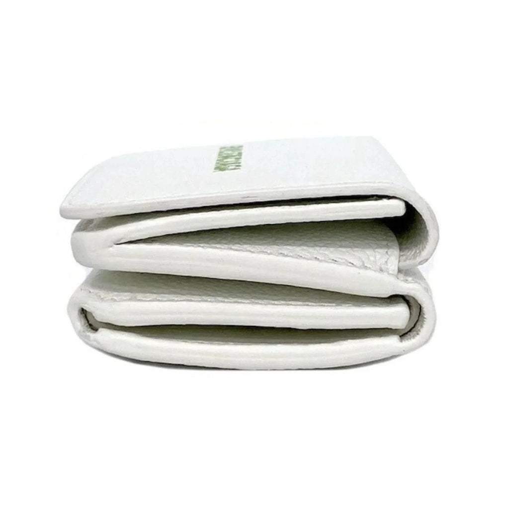 Trifold Balenciaga Wallet Mini White 593813 Logo Everyday Leather
