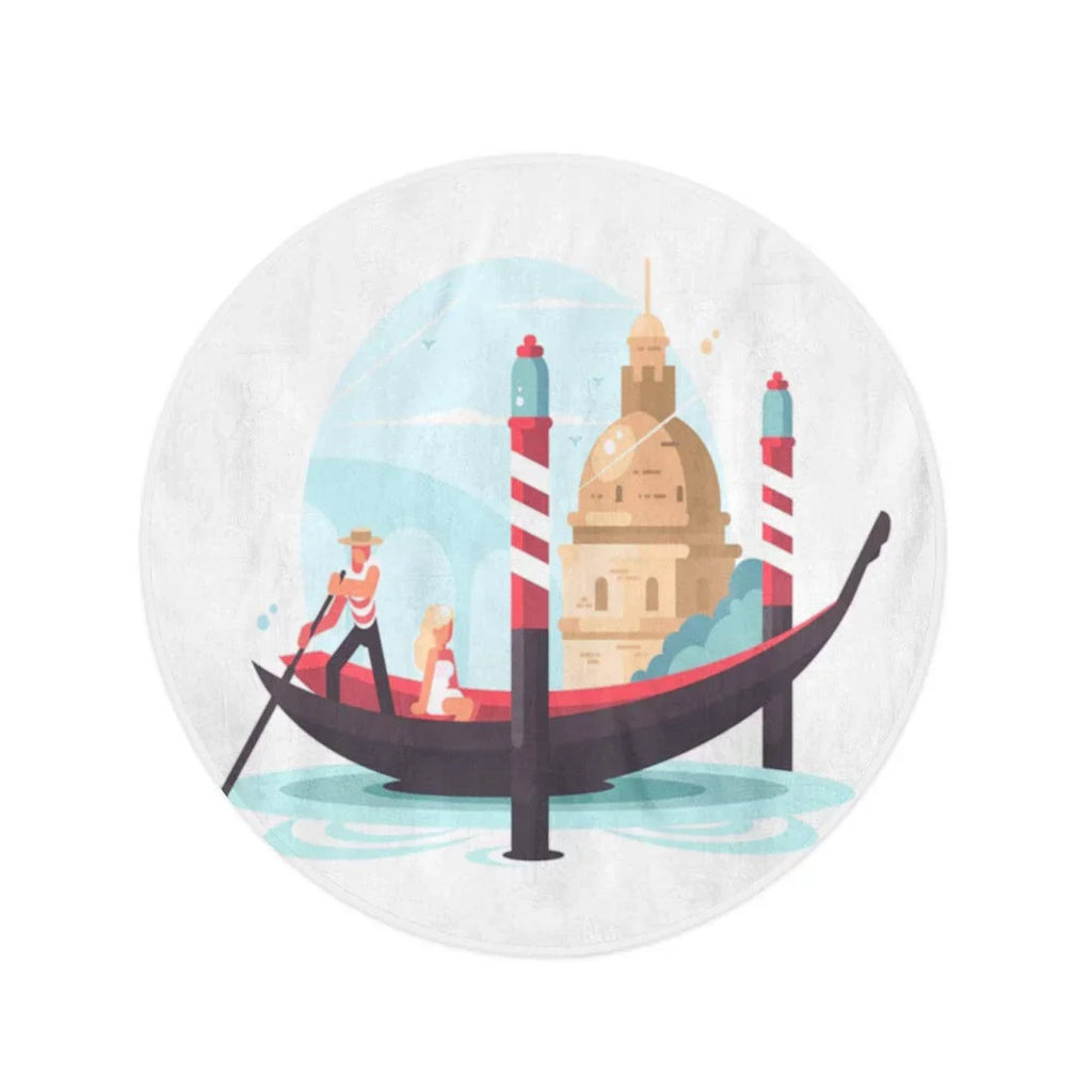 Towels KDAGR Towel Italy Mat Beach in inch Throw Round Flat Beach Gondola Circular Circle Transports Tapestry Blanket Venice 60 Travel Boat Gondolier Woman