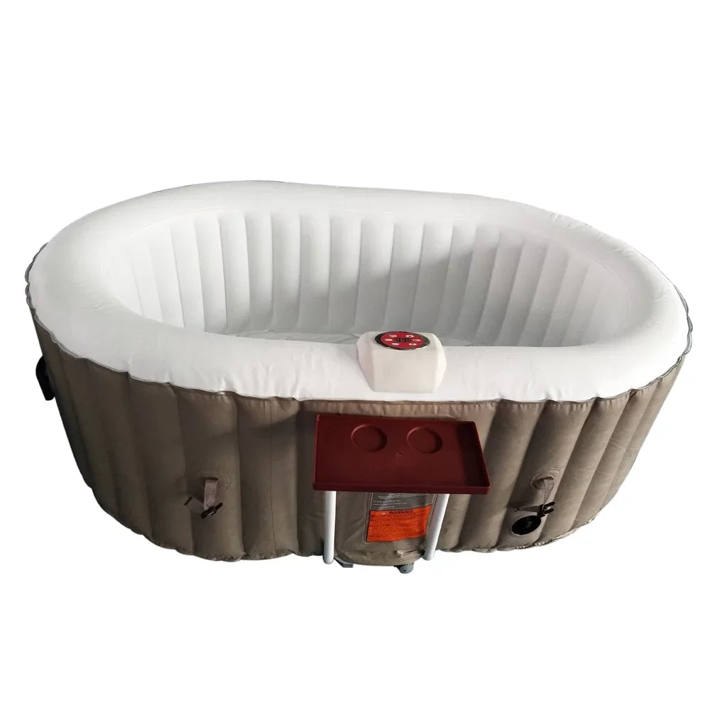 with Inflatable Tub Hot 2 145 Person Jetted Gallon Brown Cover ALEKO Oval