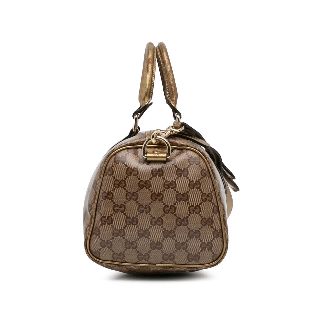 (Fair) Canvas Authenticated Fabric Coated GG Gucci Pre-Owned Unisex Satchel Brown Joy Crystal