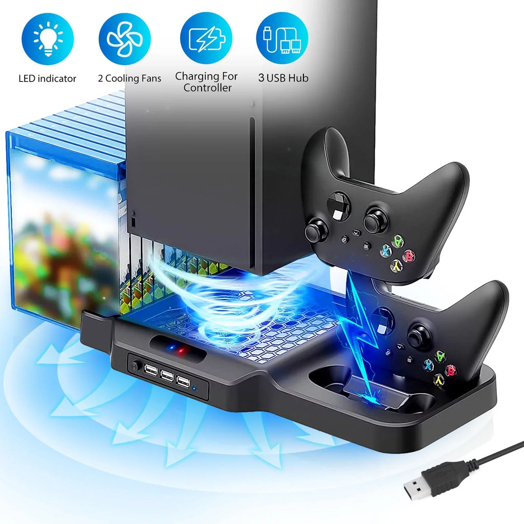 Xbox with Series Slots EEEkit Controller Station for Fit Xbox Fans, S/X Stand Fit Charging USB for Vertical Dual 3 with 2 11 X/S Game Dock Fast Series Cooling Ports, Disc
