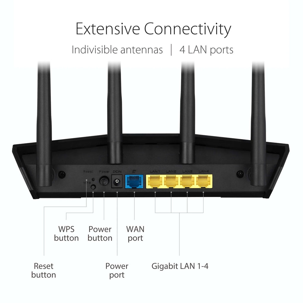 WiFi ASUS Gigabit - Lifetime Dual Control, Parental Internet (RT-AX57) Router Compatible, Gaming 6 Band Streaming, Wireless Security, Included OFDMA & Internet Router, MU-MIMO, AiMesh