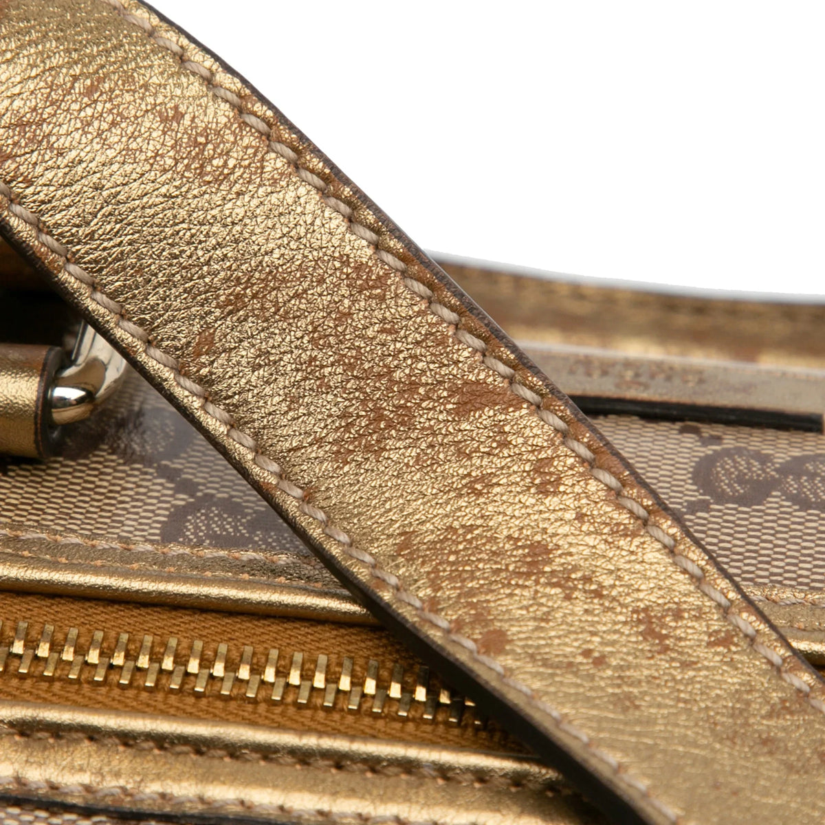 (Fair) Canvas Authenticated Fabric Coated GG Gucci Pre-Owned Unisex Satchel Brown Joy Crystal