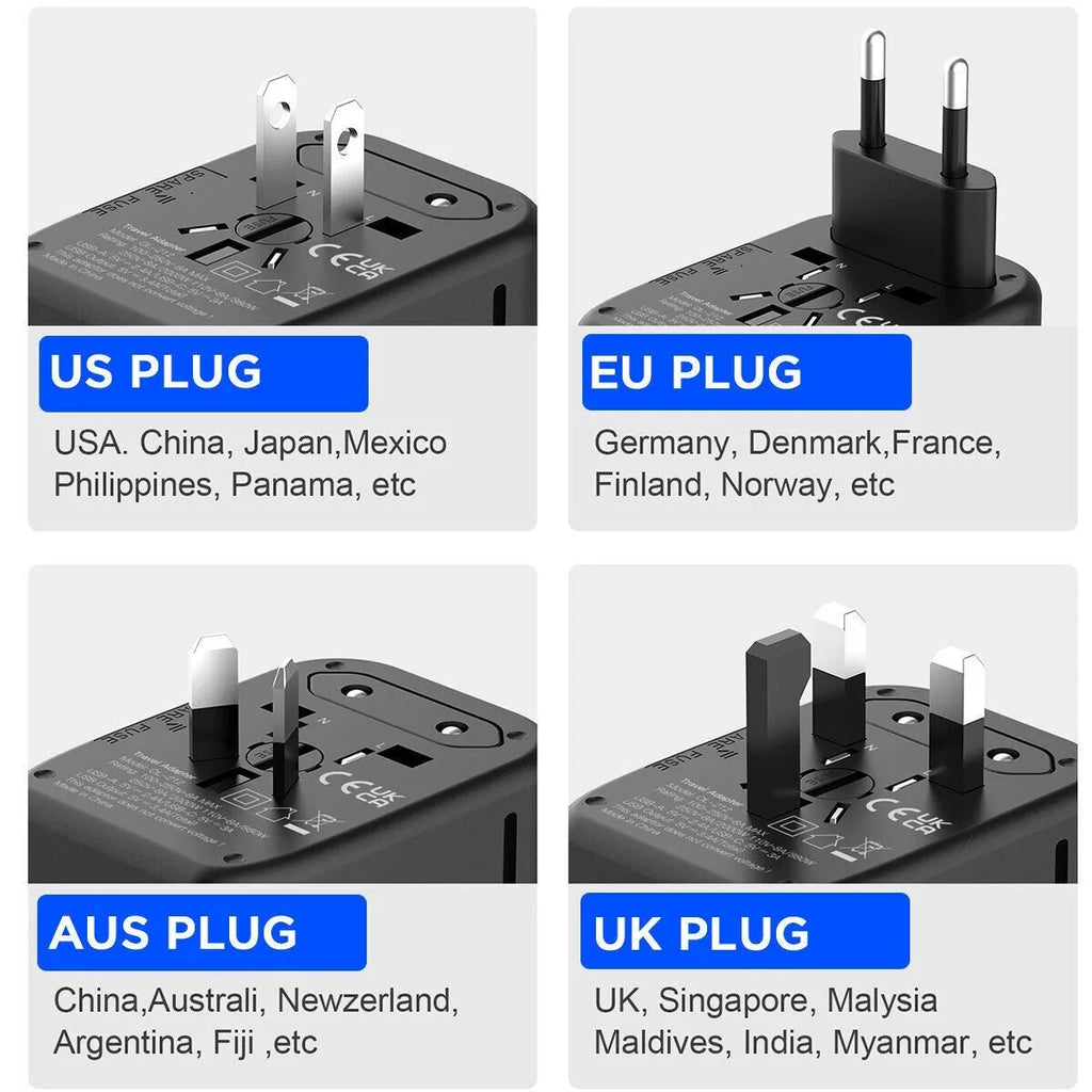 2 Universal Plug USB+2 Power C Travel Outlet USB AICase Adapter Converter International