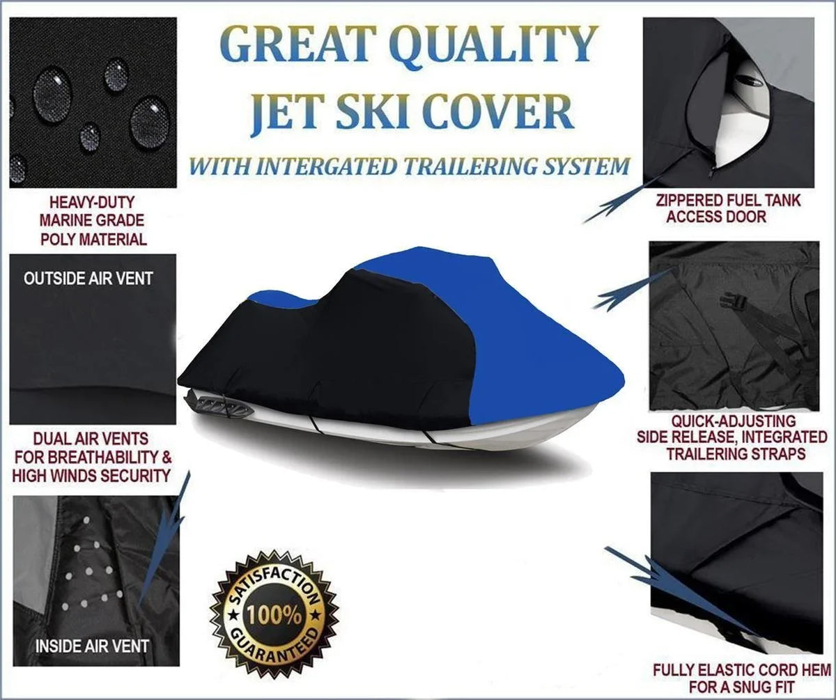 2005 150 JET Kawasaki JH1200 SKI 2004 2003 Ultra / Compatible 2 1998 HEAVY-DUTY, 2000 2001 99 2002 BLACK Cover 600D BLUE PWC Seater for /
